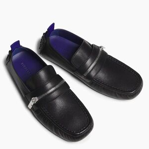 BURBERRY PRORSUM Mens Motor Zip Slip-on Driving Loafers size 45 us 12 Black